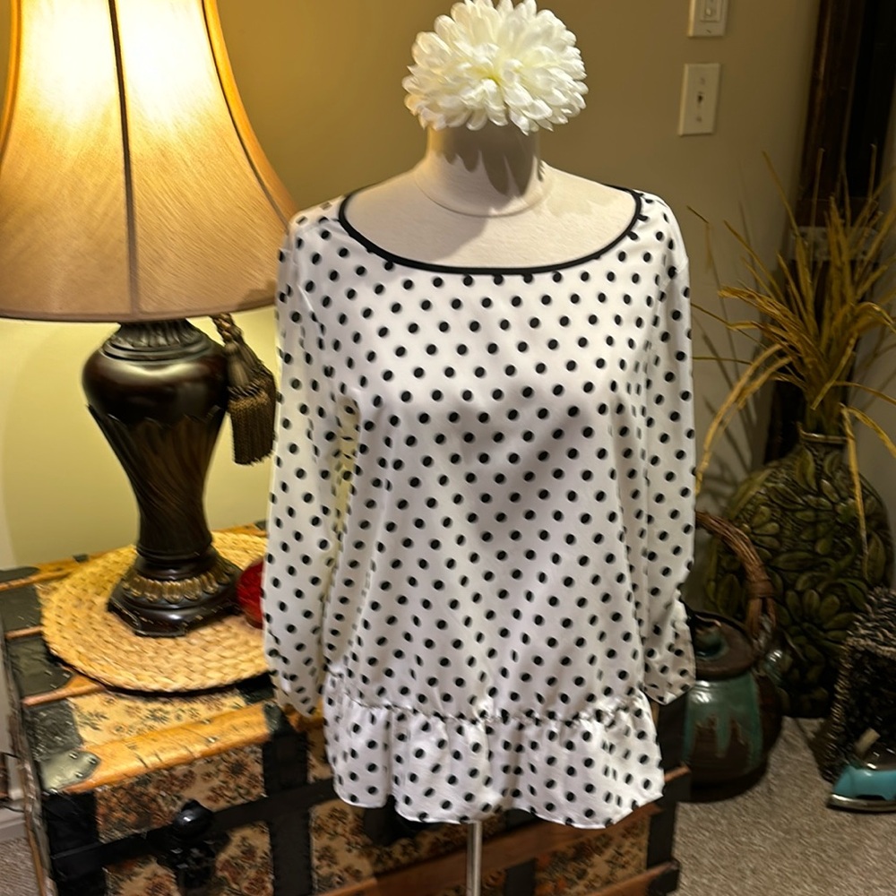 White & Black Polka Dot Blouse